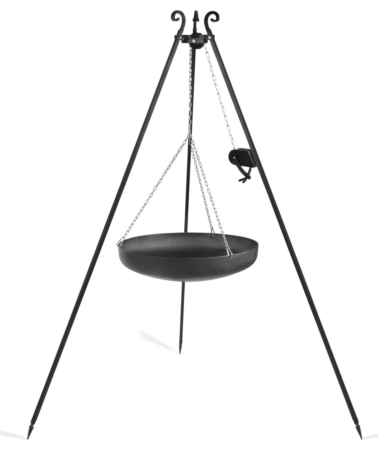 Wok Am Dreibein, 180 Cm Höhe, Rohstahl, 70 Cm Durchmesser Kurbel