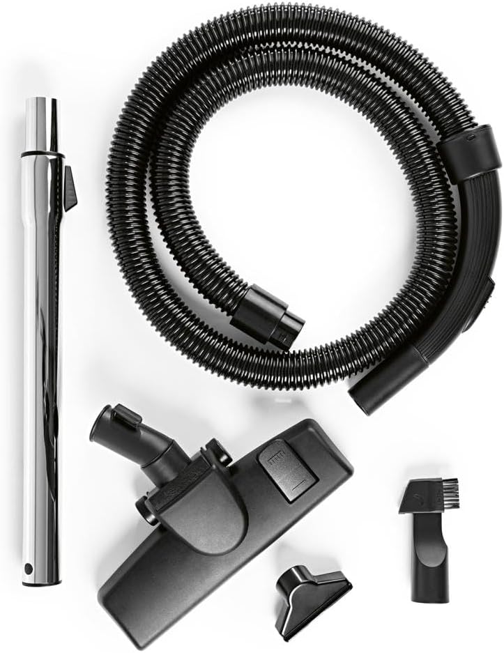 CLEANmaxx Zyklon-Bodenstaubsauger, 800 Watt, schwarz-rot, inkl. Zubehör für vielseitige Reinigung