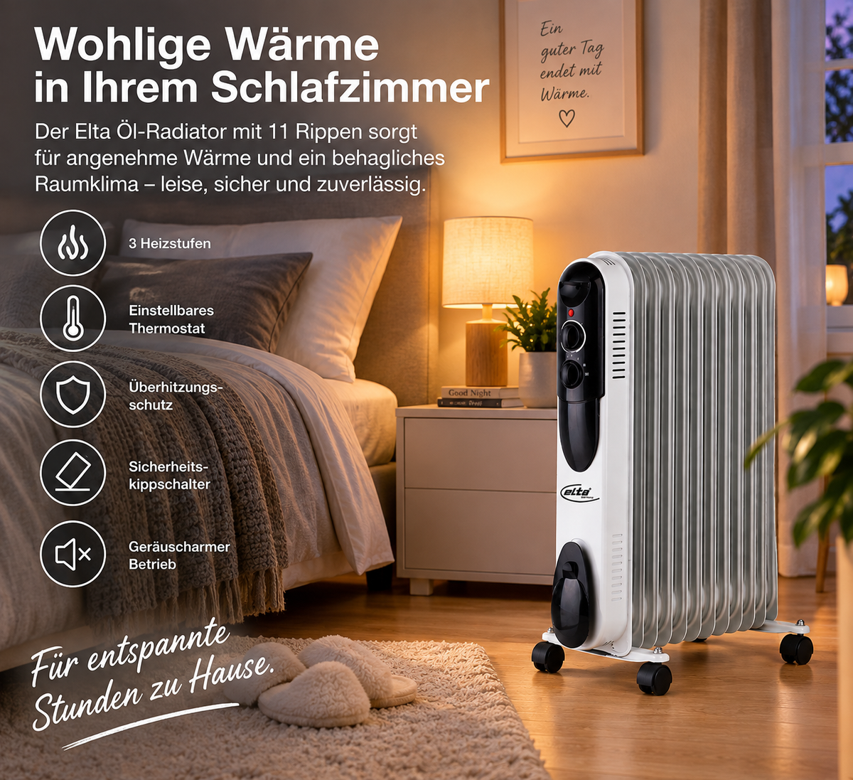 Elta Öl-Radiator mit 11 Rippen und bis zu 2.000 W Heizleistung