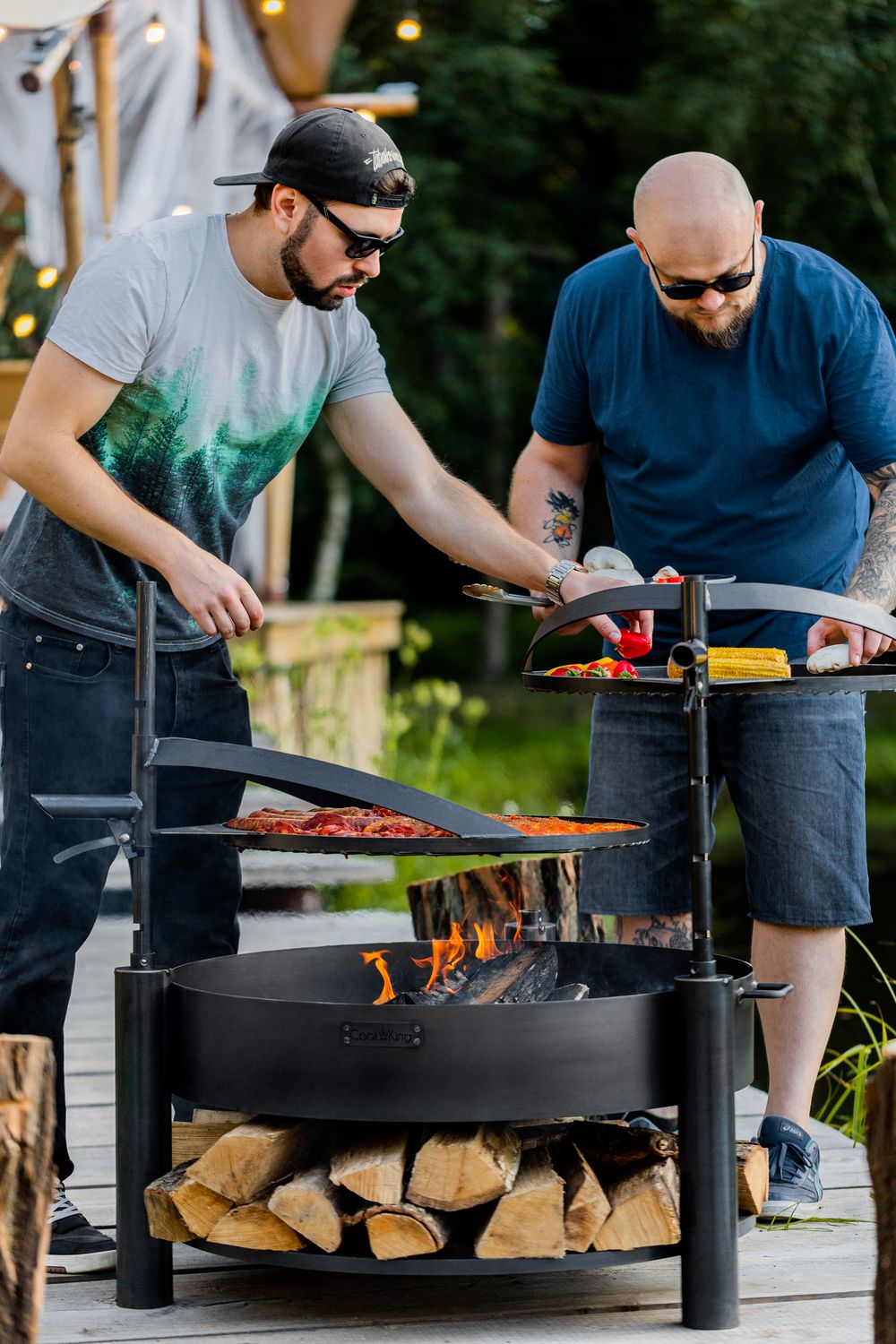 Multifunktionale Feuerschale „MONTANA X“ 80 cm Mit Grillrost 60 cm