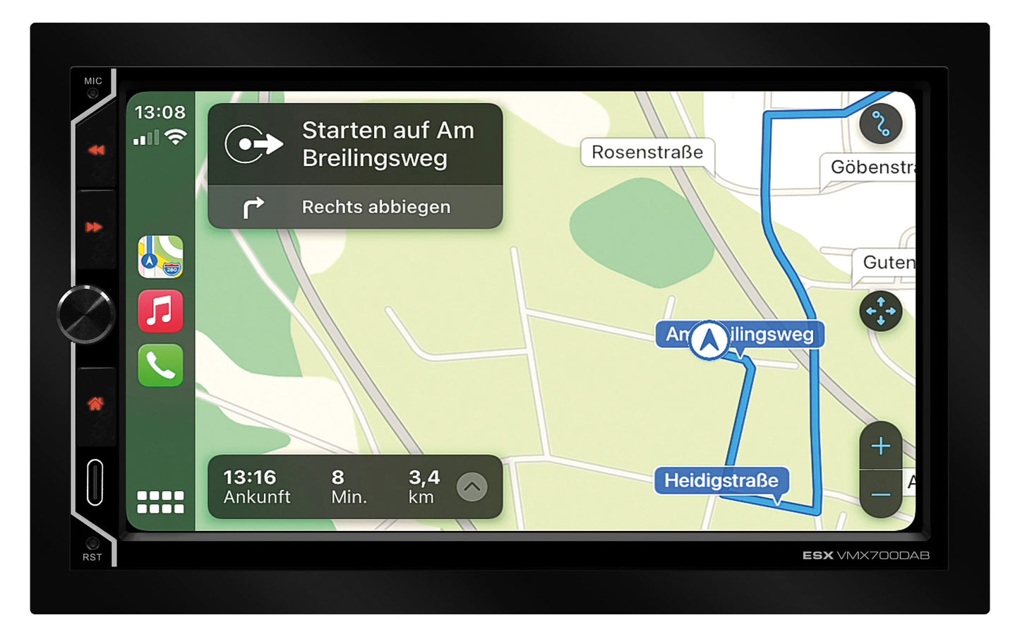 ESX VMX700DAB Universal 2-DIN Media Moniceiver mit 17,8 cm (7“) Touchscreen