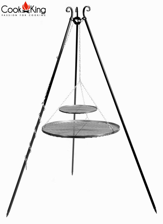 Schwenkgrill 180 cm - Doppelrost aus Rohstahl 70 cm + 40 cm