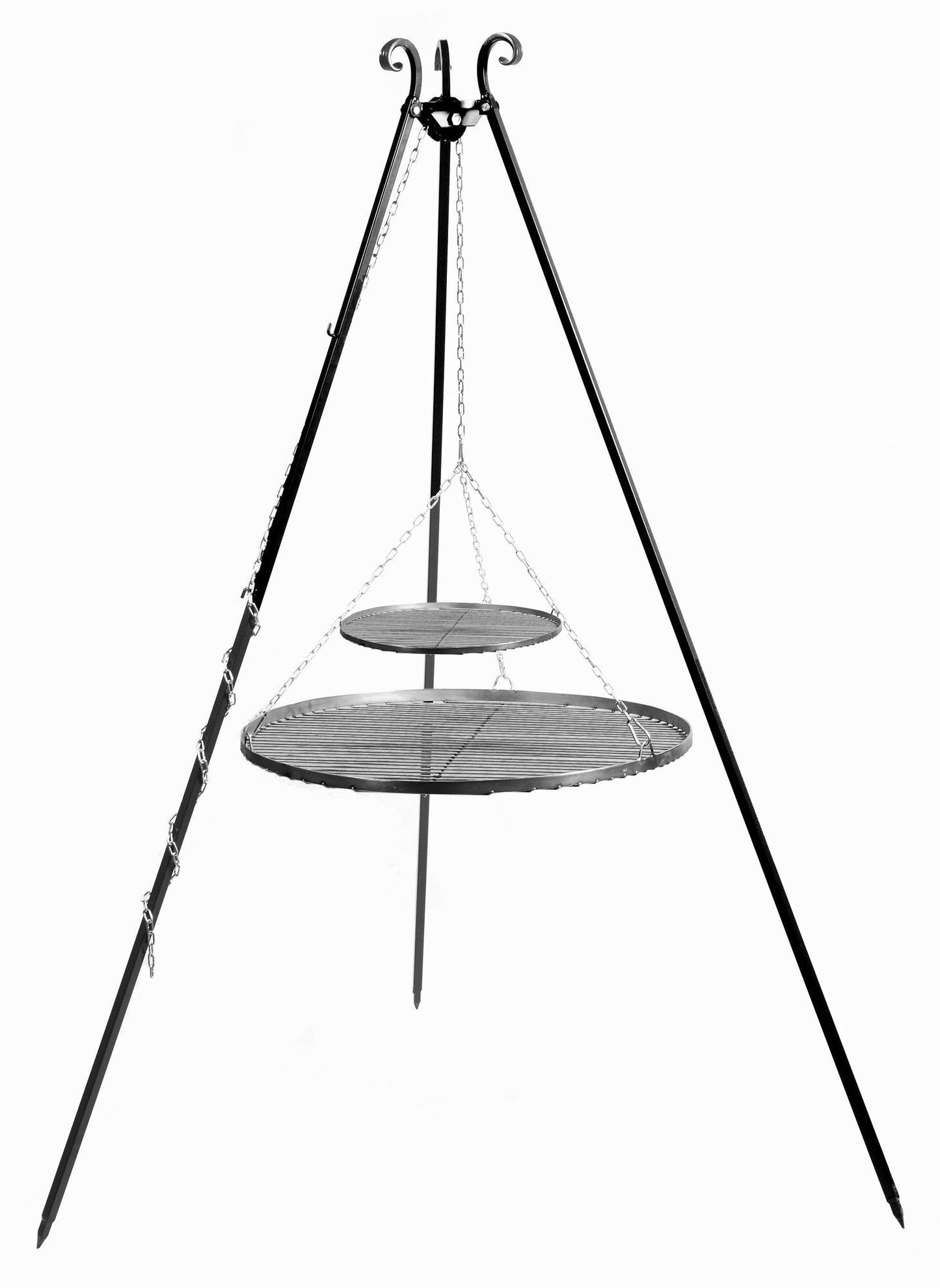 Schwenkgrill 180 cm - Doppelrost aus Rohstahl 80 cm + 40 cm