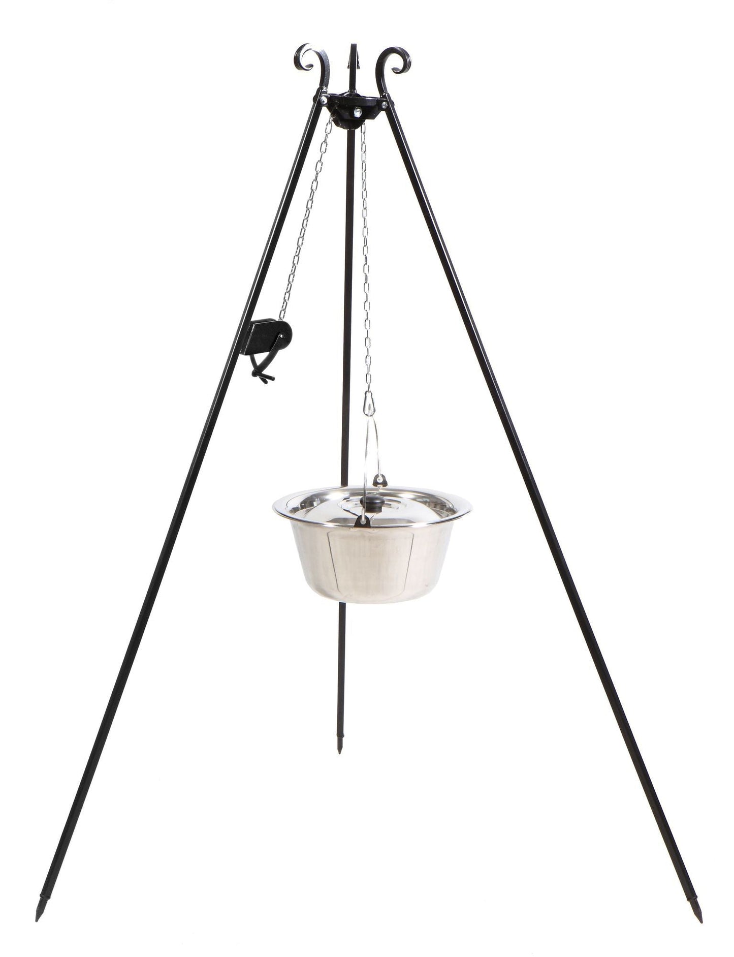 Dreibein 180 cm mit Edelstahltopf 14 l + Kurbel