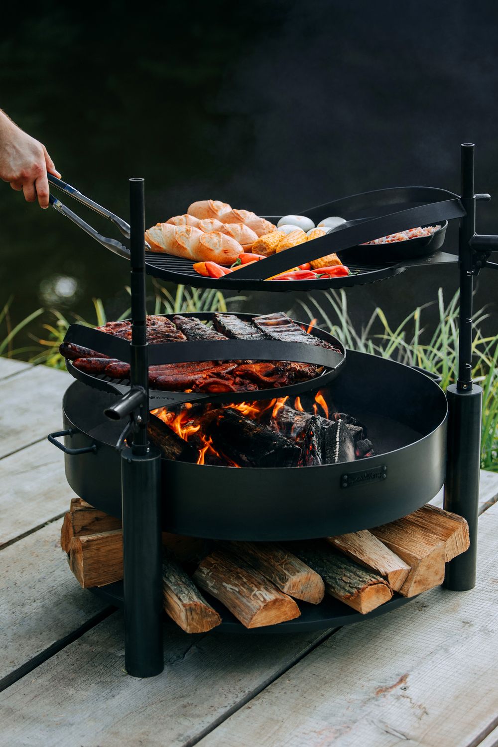 Multifunktionale Feuerschale „MONTANA X“ 80 cm Mit Grillrost 60 cm