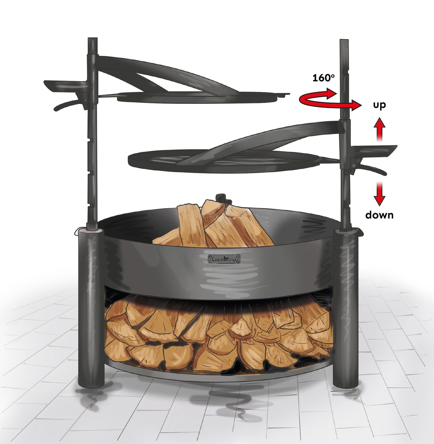 Multifunktionale Feuerschale „MONTANA X“ 80 cm Mit Grillrost 60 cm