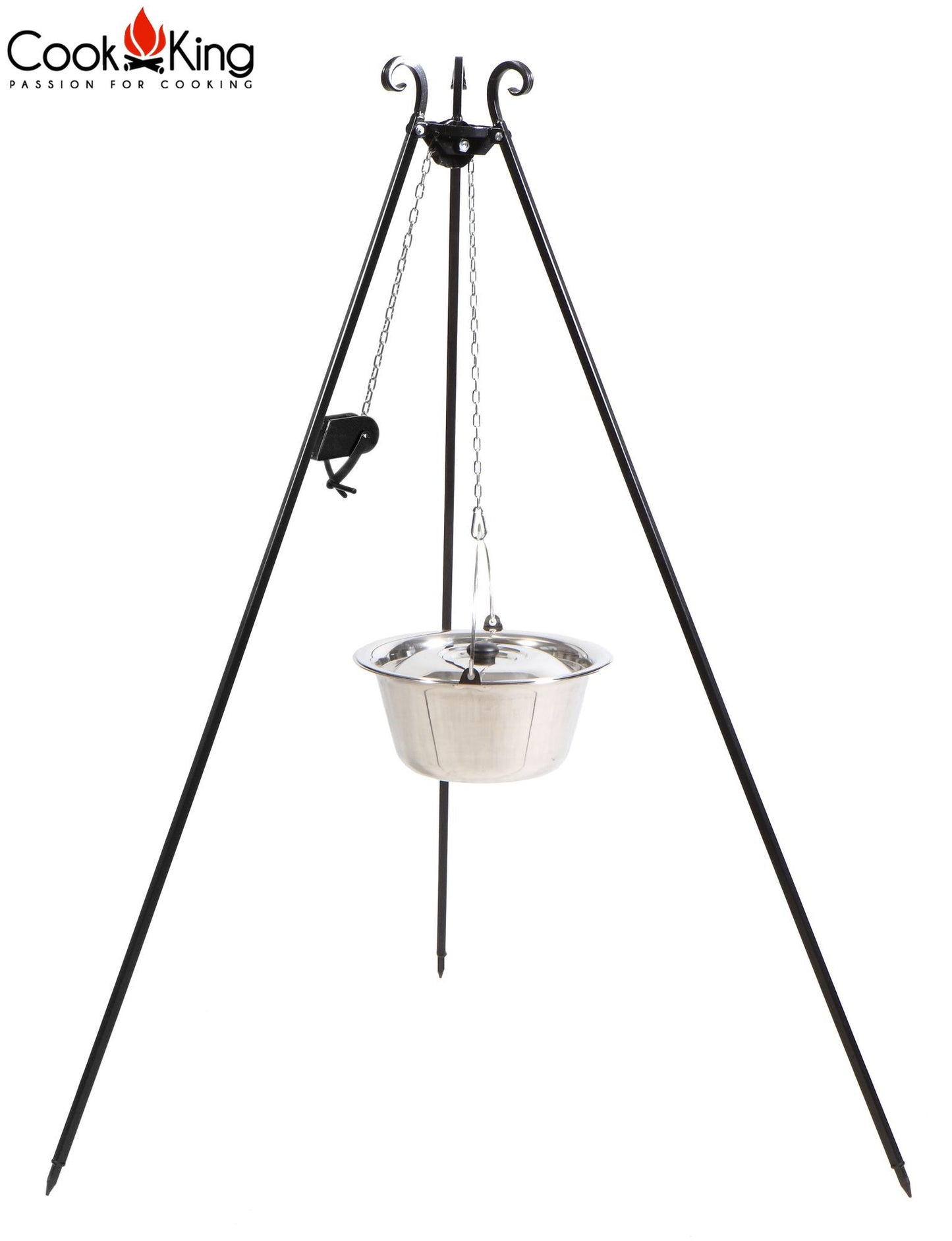 Dreibein 180 cm mit Edelstahltopf 14 l + Kurbel