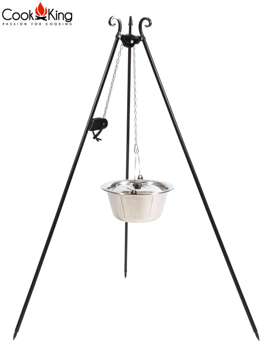 Dreibein 180 cm mit Edelstahltopf 14 l + Kurbel