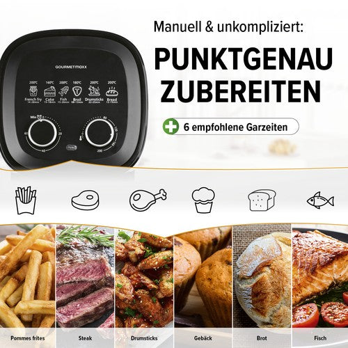 GOURMETmaxx Heißluftfritteuse Airfryer 3,1L Heißluft Fritöse 80 - 200°C Timer