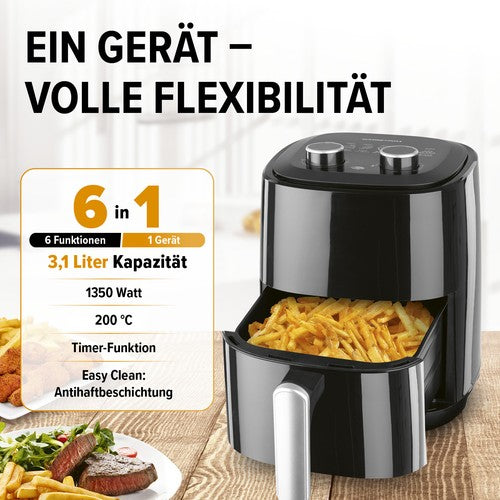 GOURMETmaxx Heißluftfritteuse Airfryer 3,1L Heißluft Fritöse 80 - 200°C Timer
