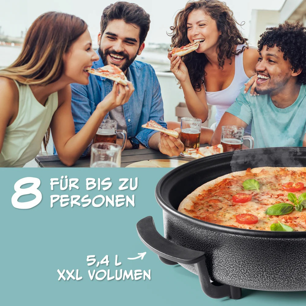 GOURMETmaxx Elektrische Multifunktionspfanne ⌀ 40cm | Mit Thermostat, Glasdeckel & Antihaftbeschichtung | XXL Volumen - optimal als Paellapfanne, Schmorpfanne & Wokpfanne | 1500W
