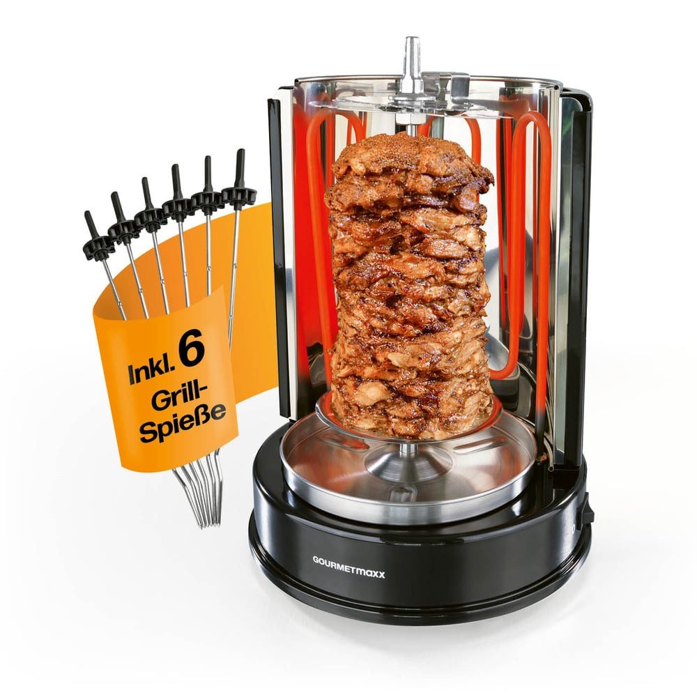 GOURMETmaxx Dönergrill vertikaler Elektrogrill für Döner, Gyros, Schaschlik,  360° Rotation