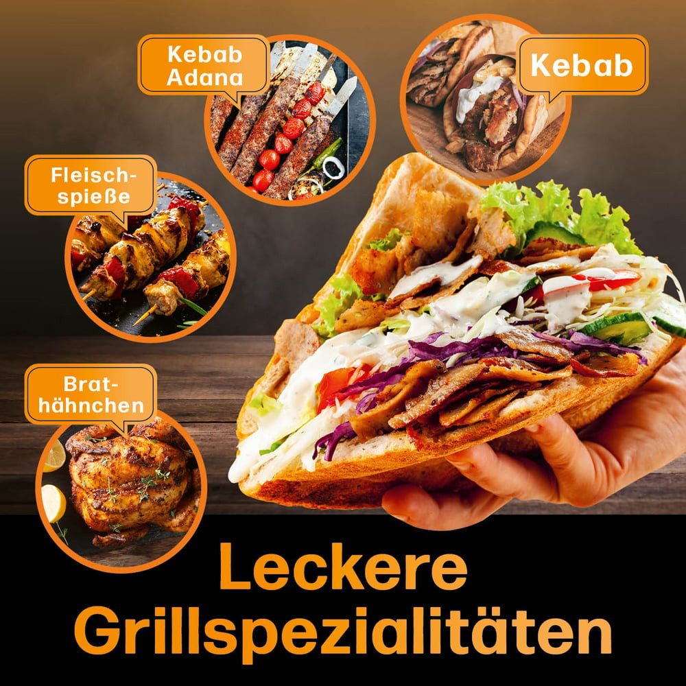 GOURMETmaxx Dönergrill vertikaler Elektrogrill für Döner, Gyros, Schaschlik,  360° Rotation