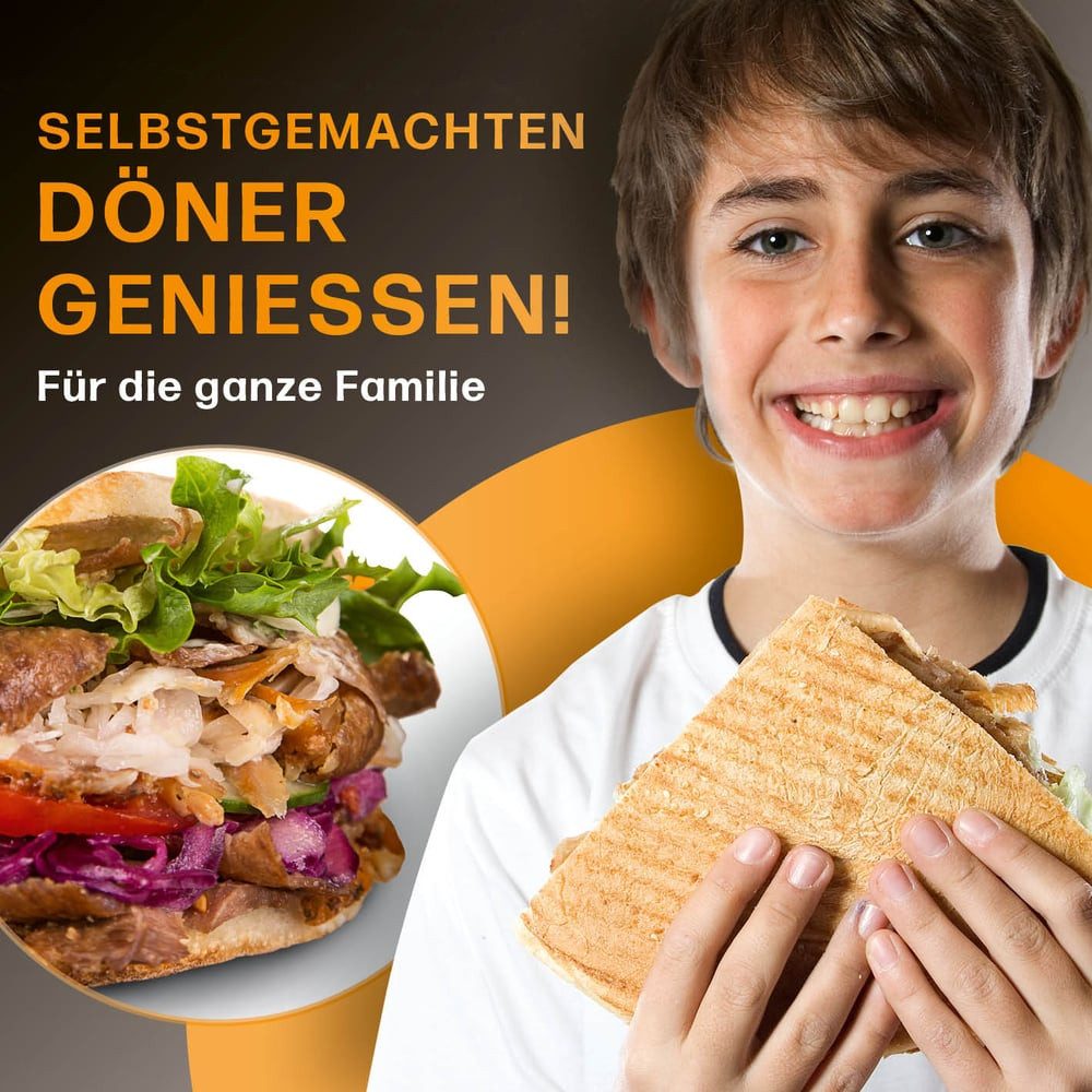 GOURMETmaxx Dönergrill vertikaler Elektrogrill für Döner, Gyros, Schaschlik,  360° Rotation