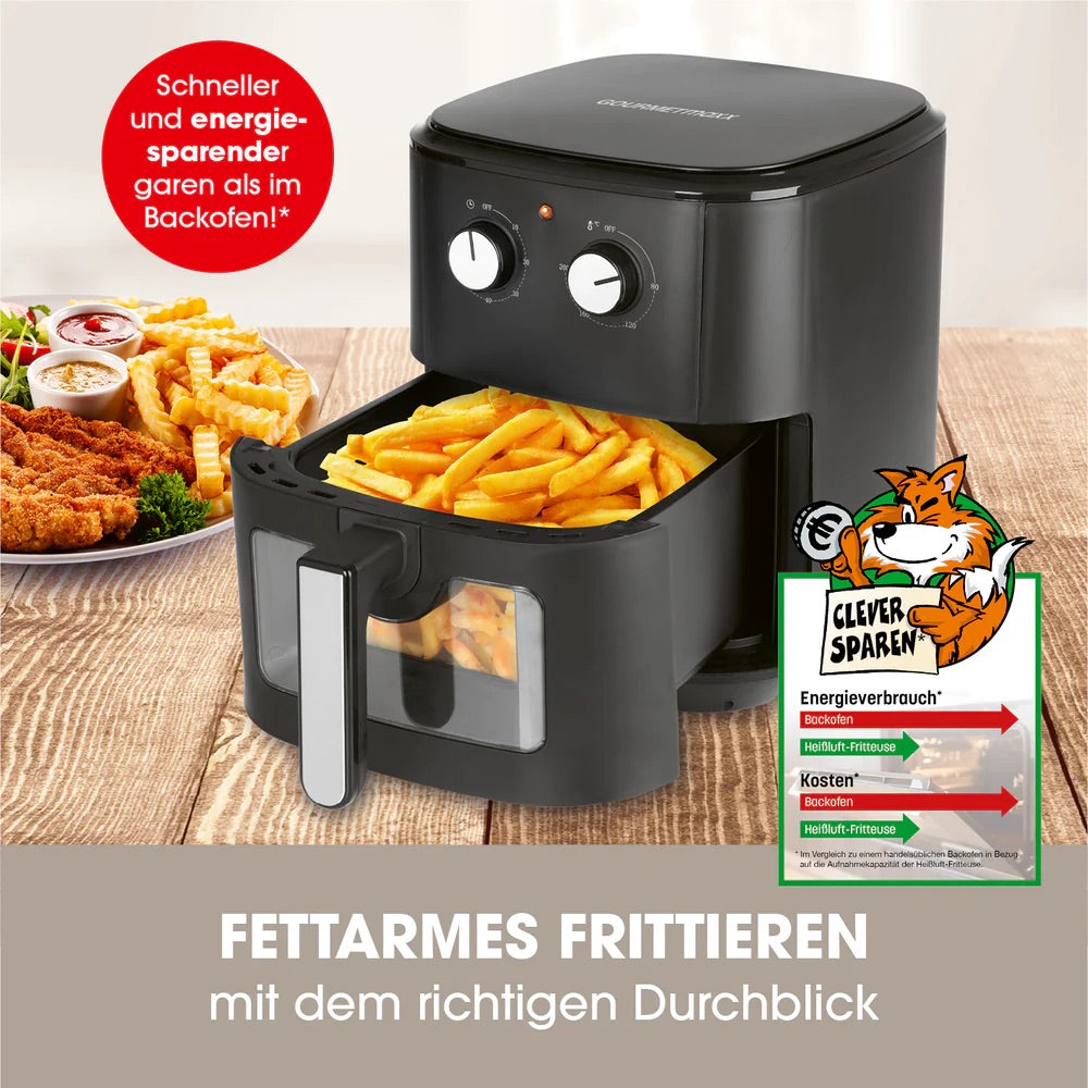 GOURMETmaxx Heißluftfritteuse 6,2 L - 1500 W AirFryer mit Timer, Abschaltautomatik