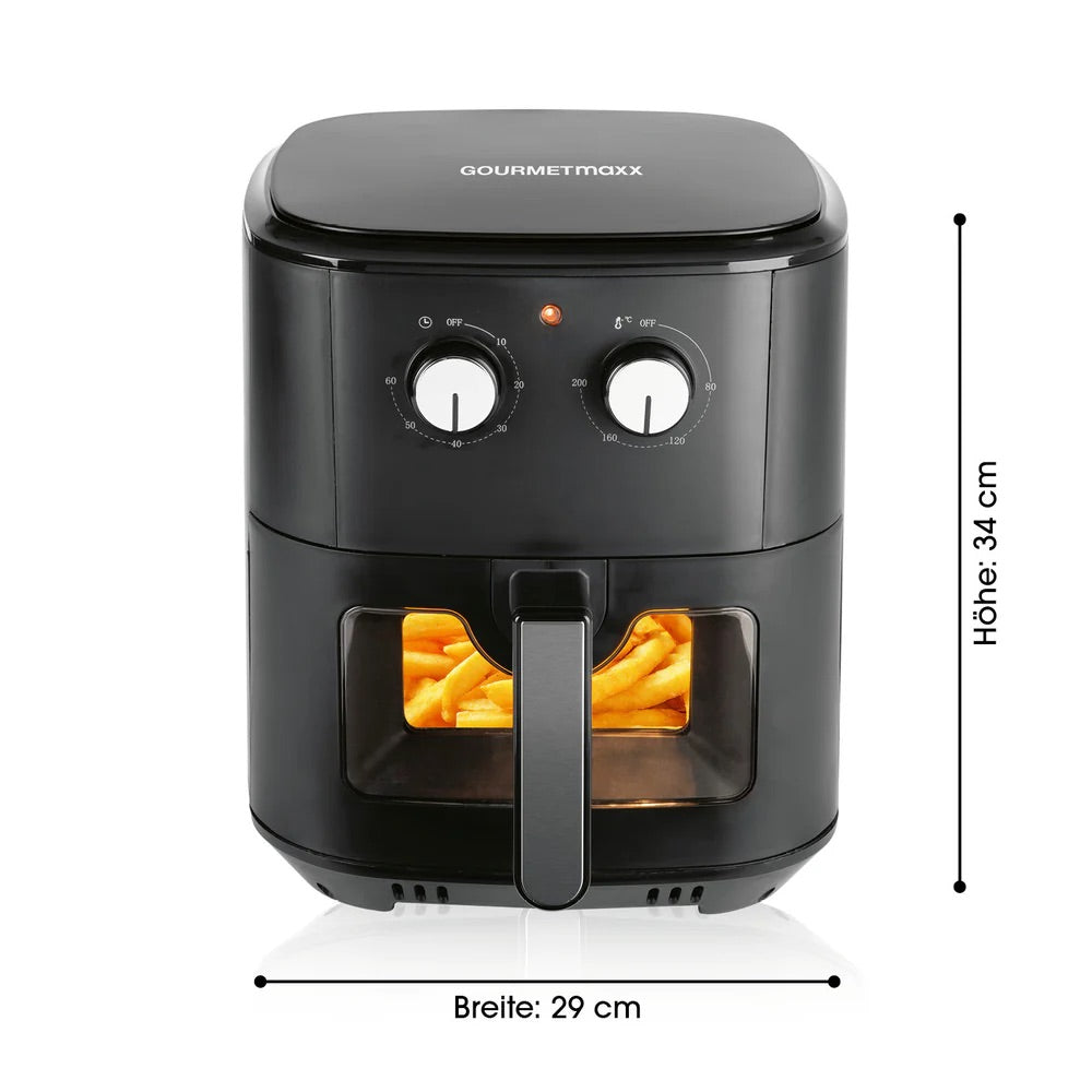 GOURMETmaxx Heißluftfritteuse 6,2 L - 1500 W AirFryer mit Timer, Abschaltautomatik