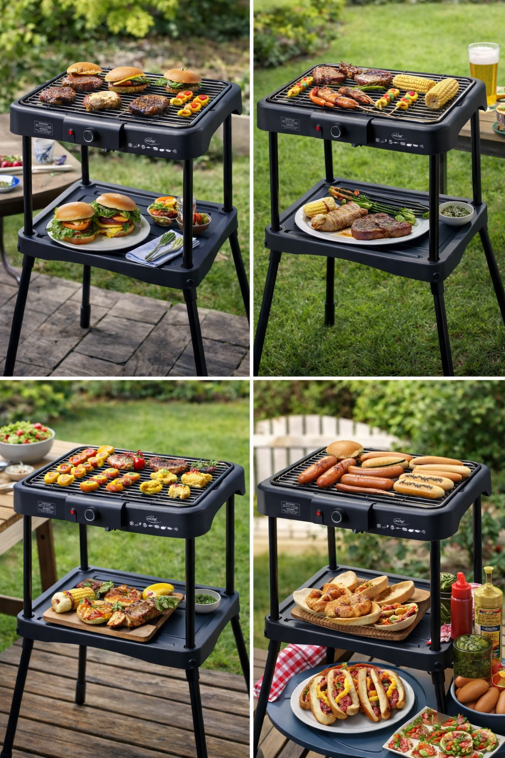 Elta elektrischer Stand-Grill 2000W – Tischgrill für Innen & Außen