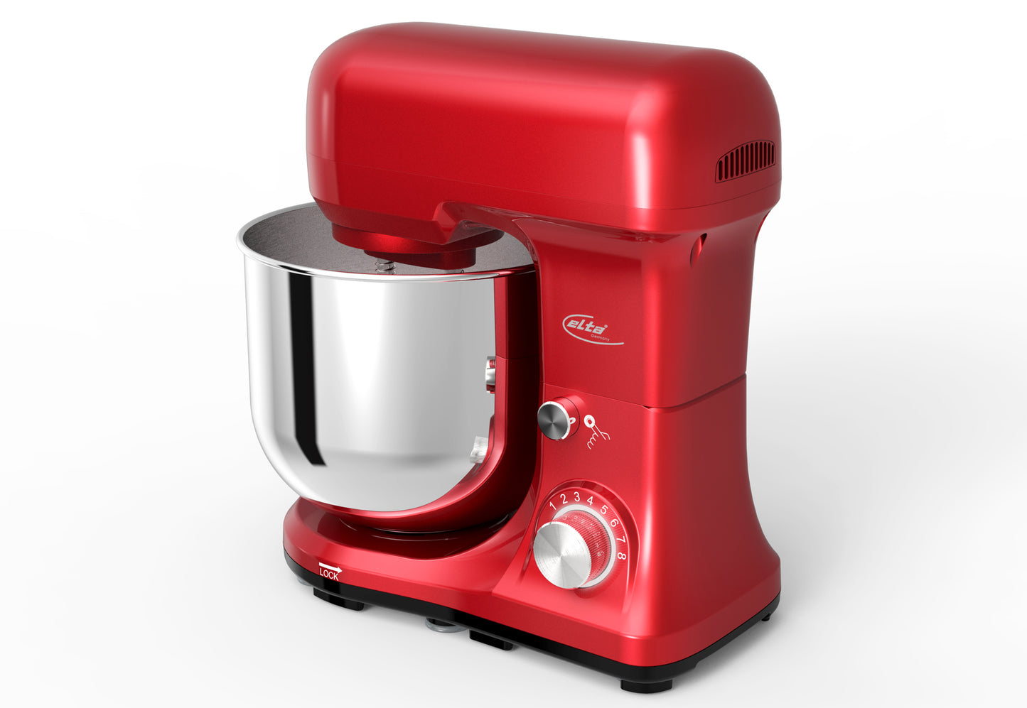 Elta Küchemaschine 1000W – 5L Küchenmaschine mit Planetarischem Rührsystem, 8 Geschwindigkeiten & Zubehör für Teig, Sahne, Kuchen