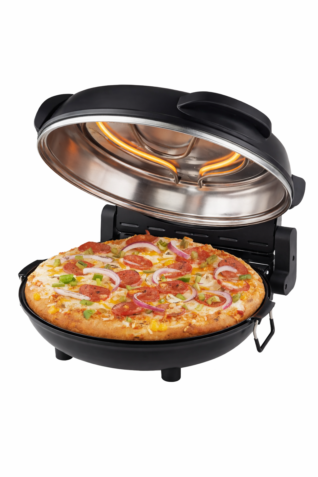 ELTA Elektrischer Pizza-Ofen inkl. Pizzastein | Pizza-Maker mit 1200 Watt & Timerfunktion | 32 cm Durchmesser auch ideal für Flammenkuchen, Wraps oder knuspriges Brot| bis 360° C