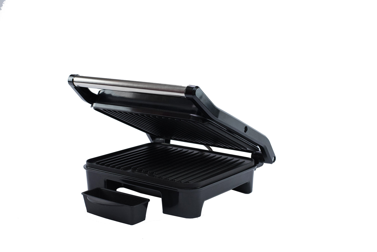 Elta Kontaktgrill Edelstahl 2000W – Panini Grill mit Thermostat, Z-Scharnier, Antihaft Grillplatten 28x23 cm, Fettablauf, Cool-Touch Griff