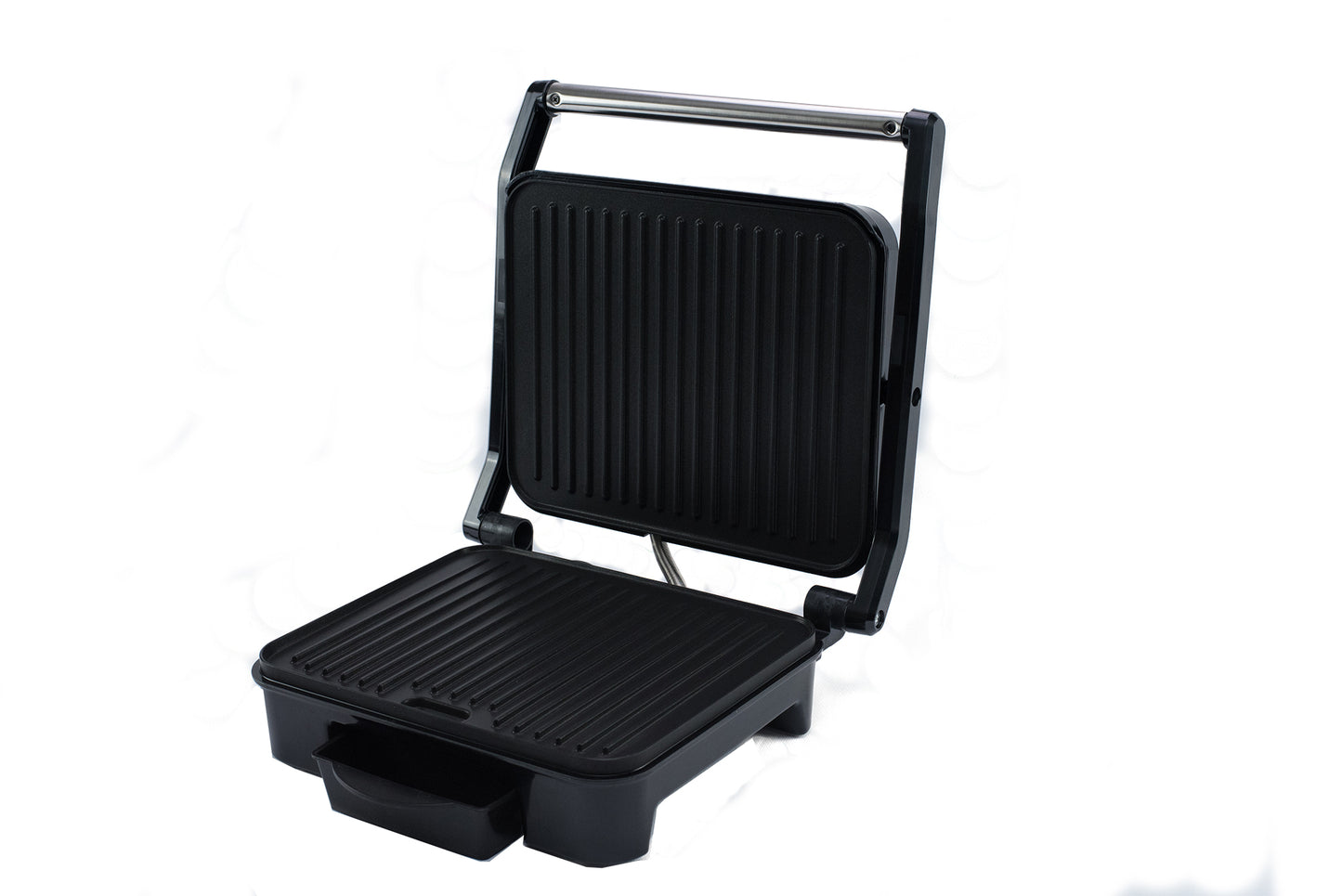 Elta Kontaktgrill Edelstahl 2000W – Panini Grill mit Thermostat, Z-Scharnier, Antihaft Grillplatten 28x23 cm, Fettablauf, Cool-Touch Griff