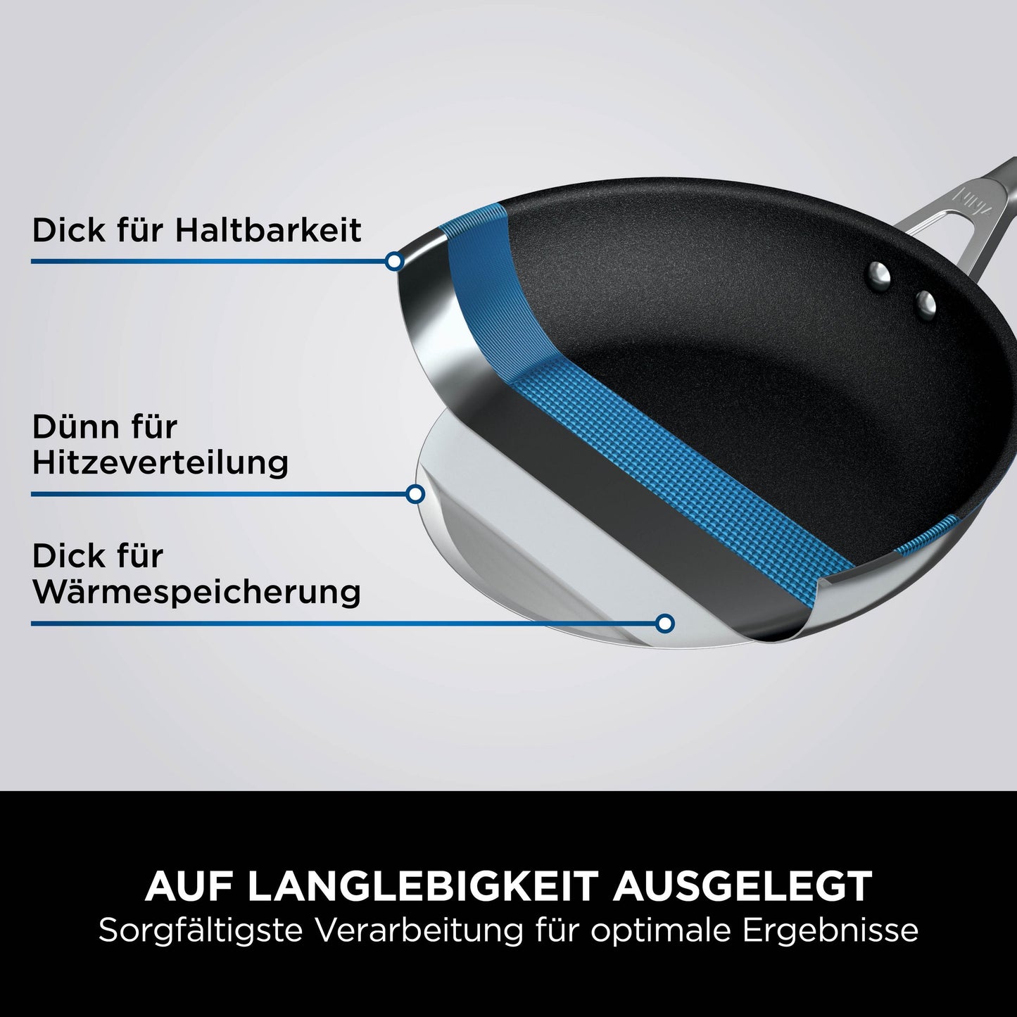NINJA Wok Ø28cm Foodi Zerostick Premium Pfanne mit blauem Griff